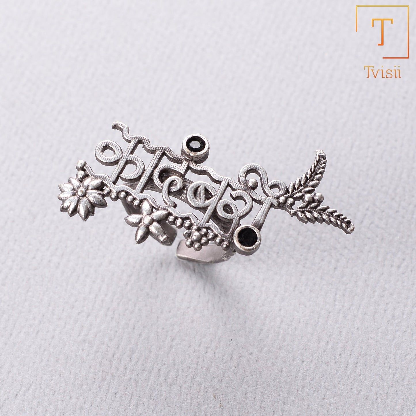 kadambari- Silver oxidised ring