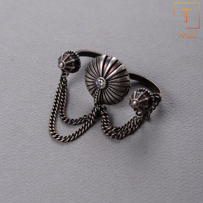 Mrigaa- Silver oxidised ring