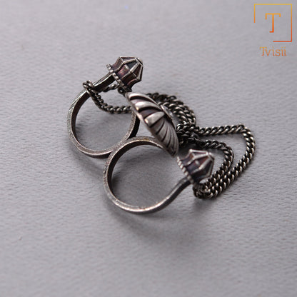 Mrigaa- Silver oxidised ring