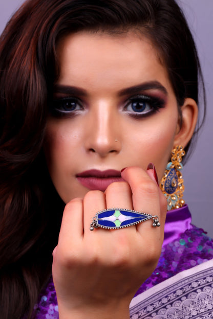 Rangriti- Handpainted Brass Ring (Multicolored)