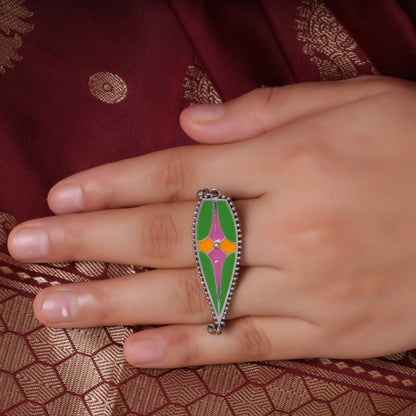 Rangriti- Handpainted Brass Ring (Multicolored)