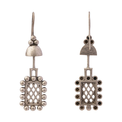 Sundari- Silver Brass Oxidised dangler earrings