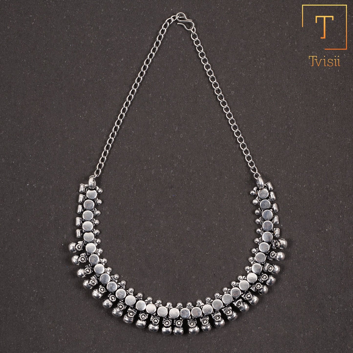 Mrinala-Brass Oxidised Necklace