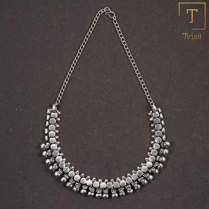 Mrinala-Brass Oxidised Necklace