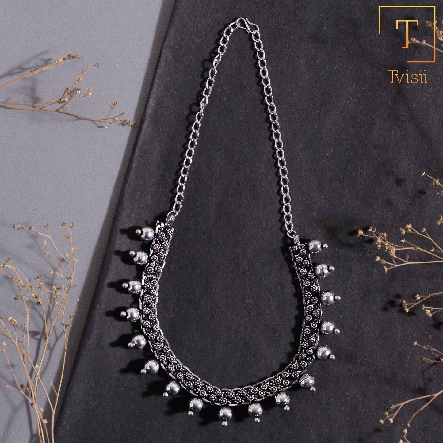 Saanjh- Brass Oxidised Necklace