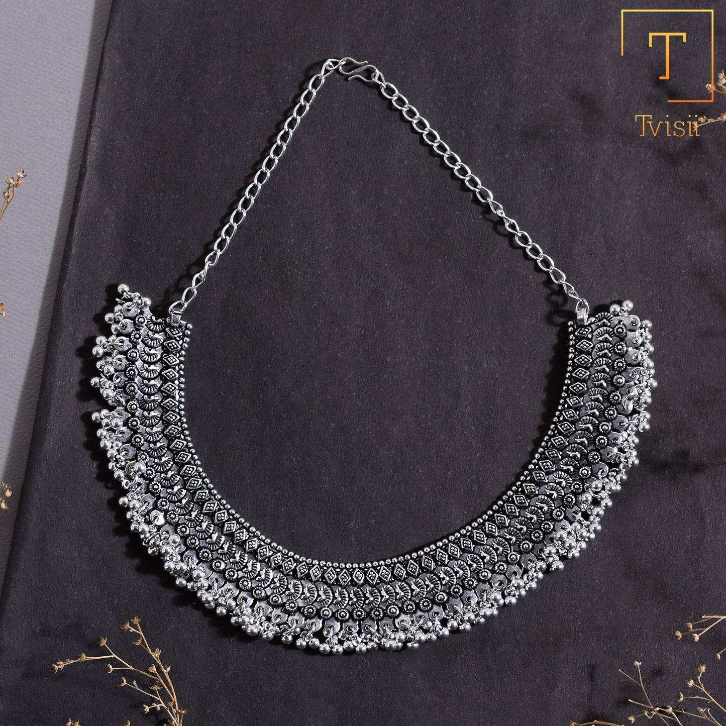 Subhaga- Brass Oxidised Necklace