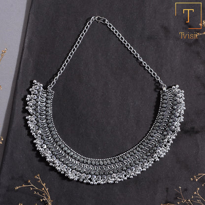 Subhaga- Brass Oxidised Necklace