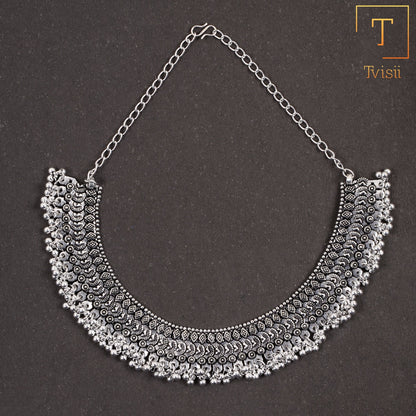 Subhaga- Brass Oxidised Necklace