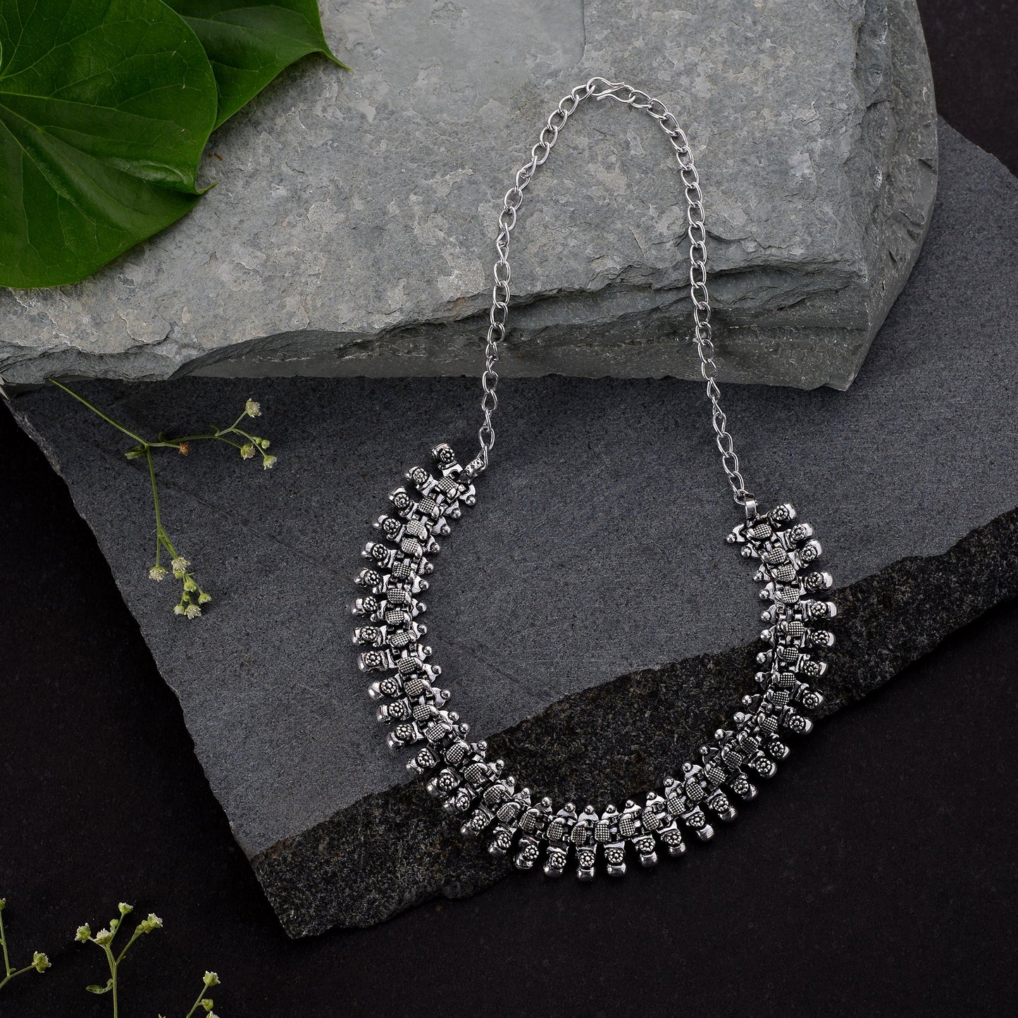 Gaurangi- Brass Oxidised Necklace