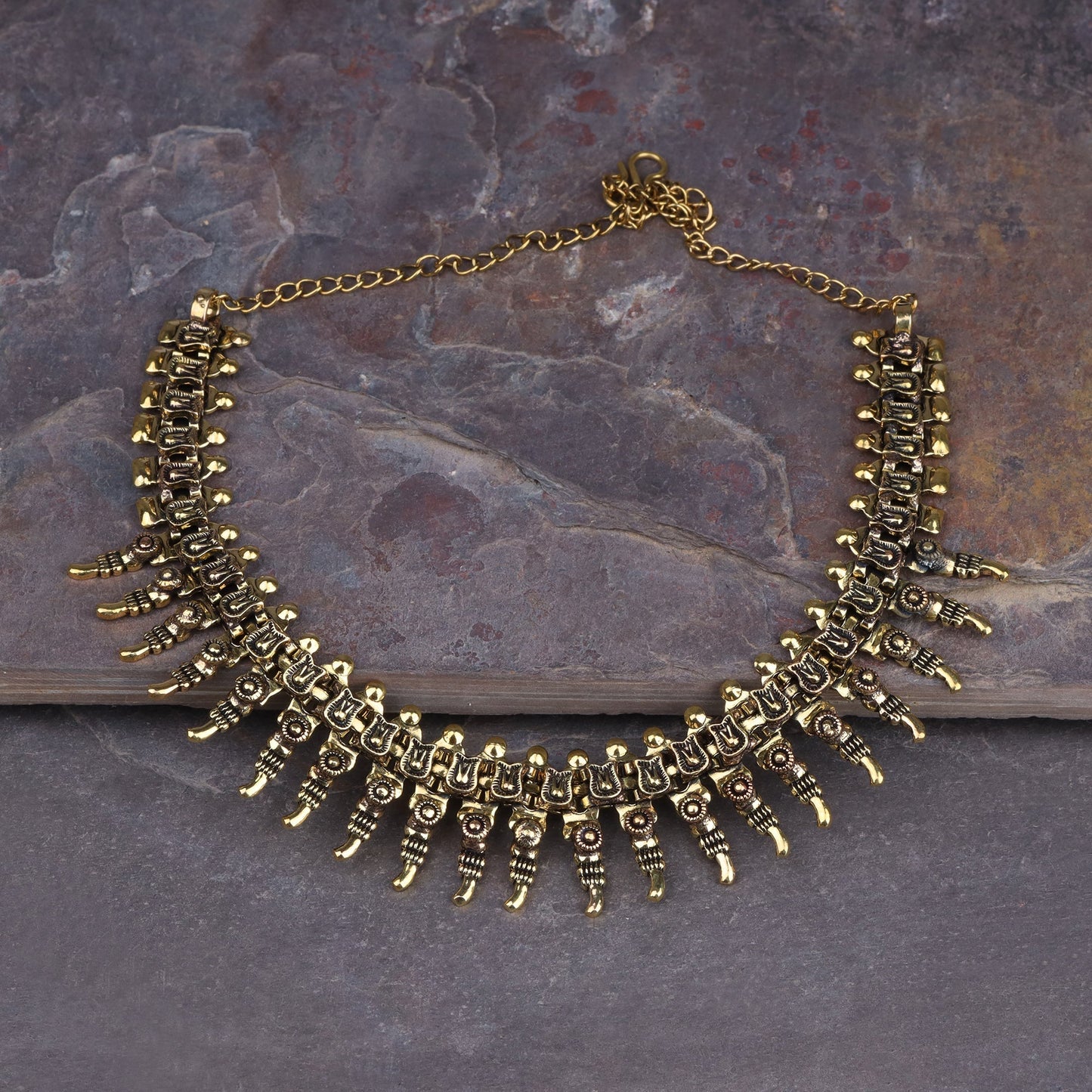 Shringarika-Brass Oxidised Necklace
