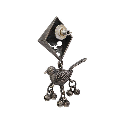 Maina- Silver Brass ghunghroo dangler earrings