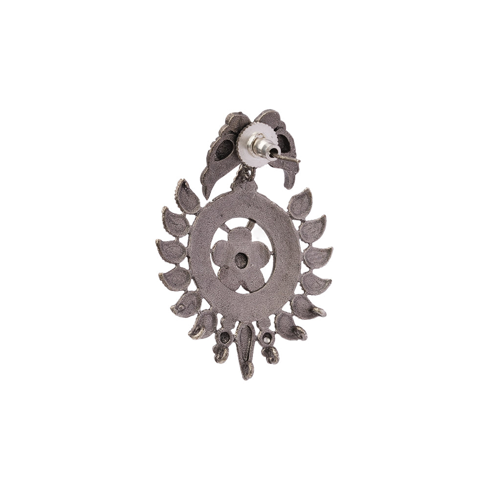 Udaan- Silver Brass Oxidised dangler earrings