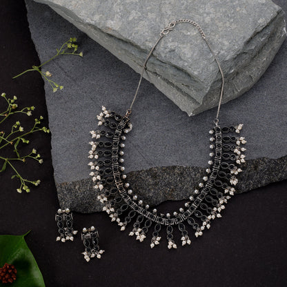 Shrivatsa- Oxidised Necklace Set
