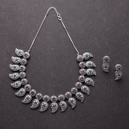 Parampara- Oxidised Neckpiece Set (Red)
