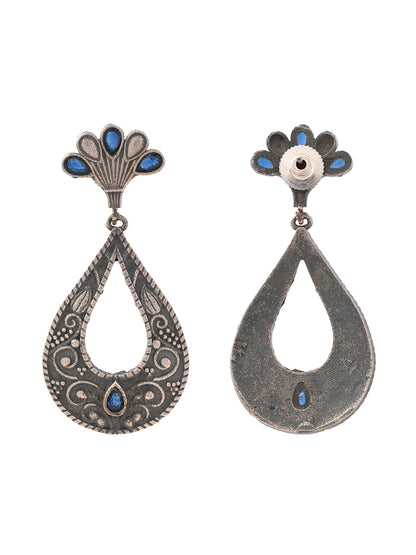 Neeranjali- Silver Brass Oxidised dangler earrings