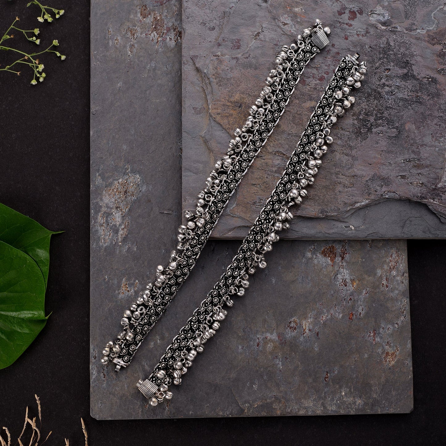 Ghunghroo- Silver oxidised Anklet