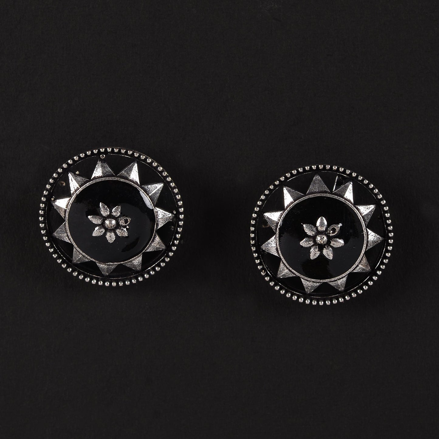 Ratrisara- Silver Brass Stone-Studded Stud Earrings