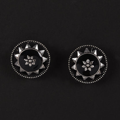 Ratrisara- Silver Brass Stone-Studded Stud Earrings