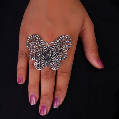 Champika- Silver oxidised ring