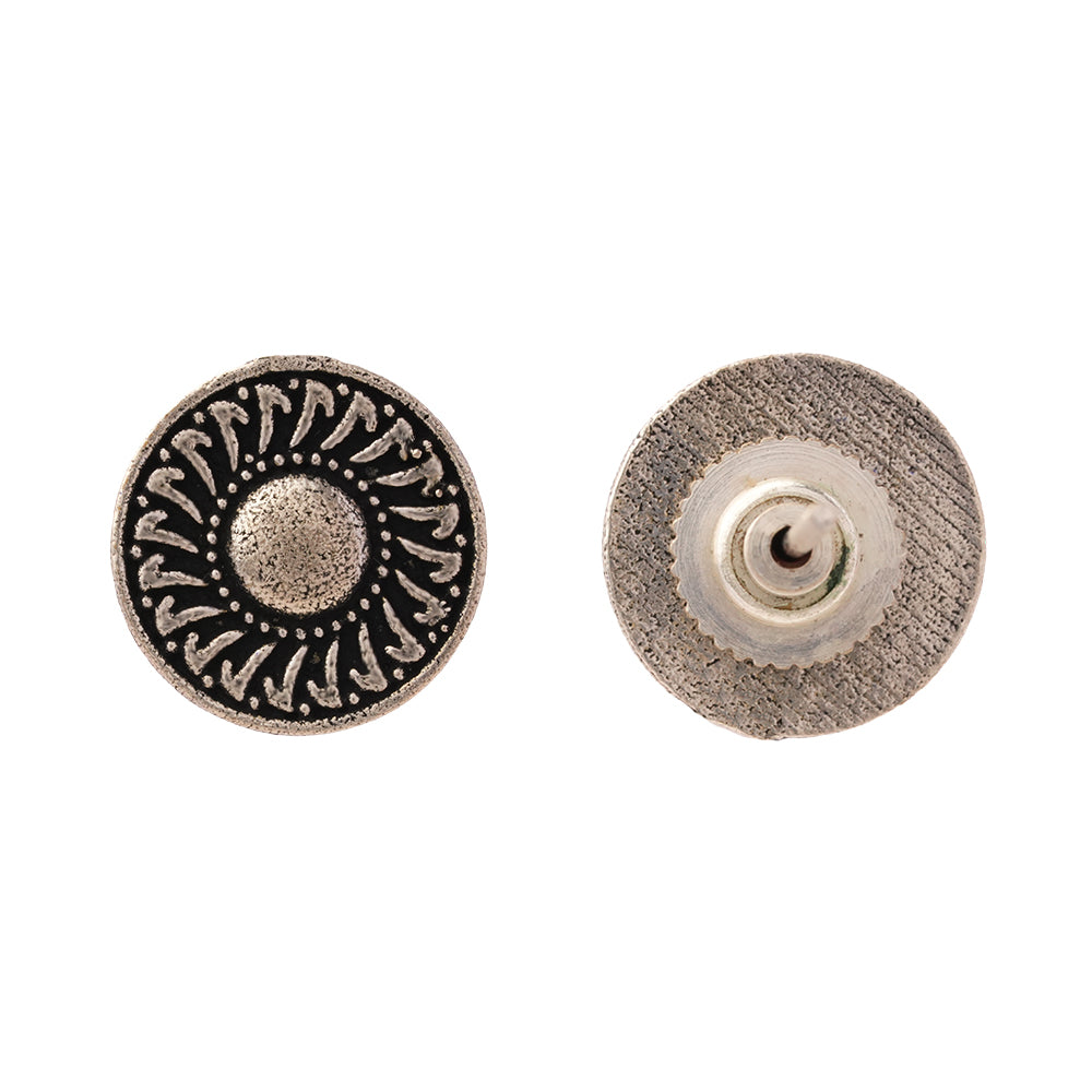 Chakra- Combo of Silver Brass Oxidised stud Earrings