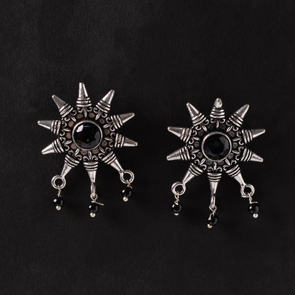 RaviRatna- Silver Brass Stone-Studded Stud Earrings
