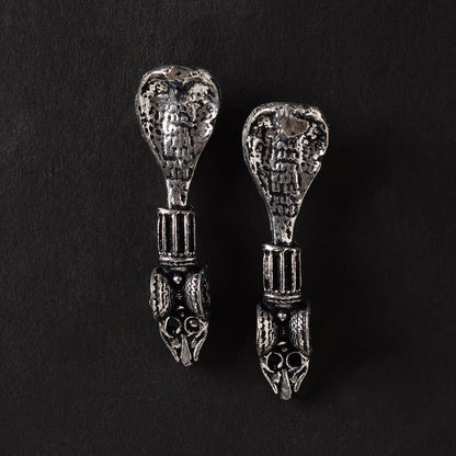 Sarpa- Silver Brass oxidised stud earrings