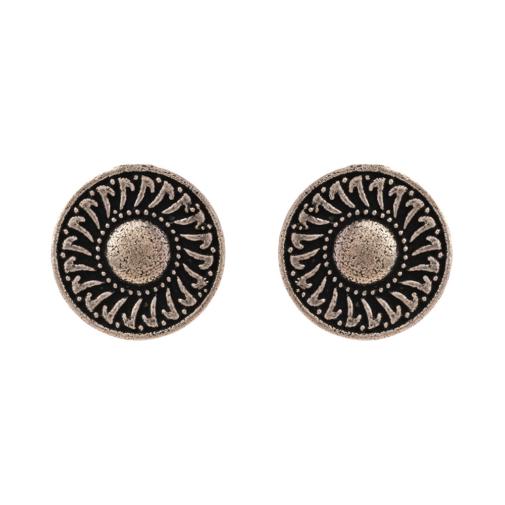 Chakra- Combo of Silver Brass Oxidised stud Earrings