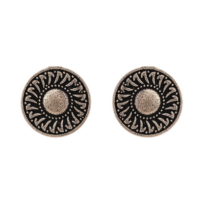 Chakra- Combo of Silver Brass Oxidised stud Earrings
