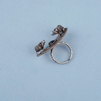 Gajendra- Silver oxidised ring(Black)