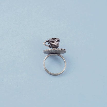 Piyali- Silver oxidised ring