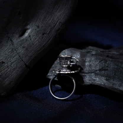 Piyali- Silver oxidised ring