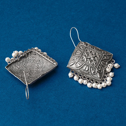 Vajra- Silver Brass Pearl dangler earrings