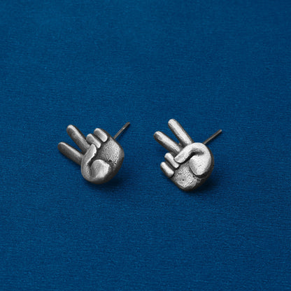Jeet- Silver Brass oxidised stud earrings