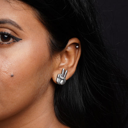 Jeet- Silver Brass oxidised stud earrings