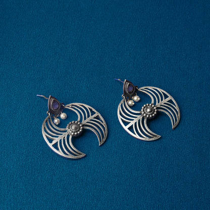 Rekha- Silver Brass Oxidised stud earrings
