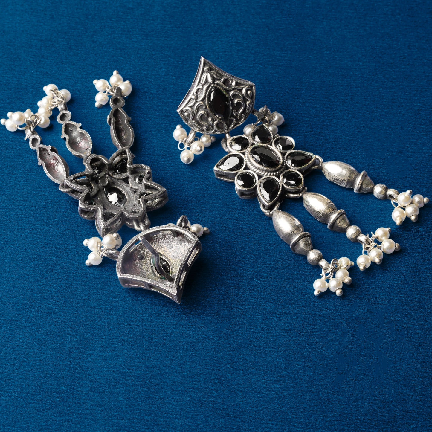 Puspratna- Silver Tone Brass Dangler Earrings