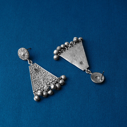GunghrooPatra- Silver Brass Oxidised dangler earrings