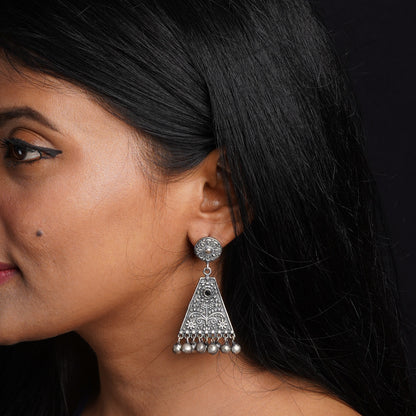 GunghrooPatra- Silver Brass Oxidised dangler earrings