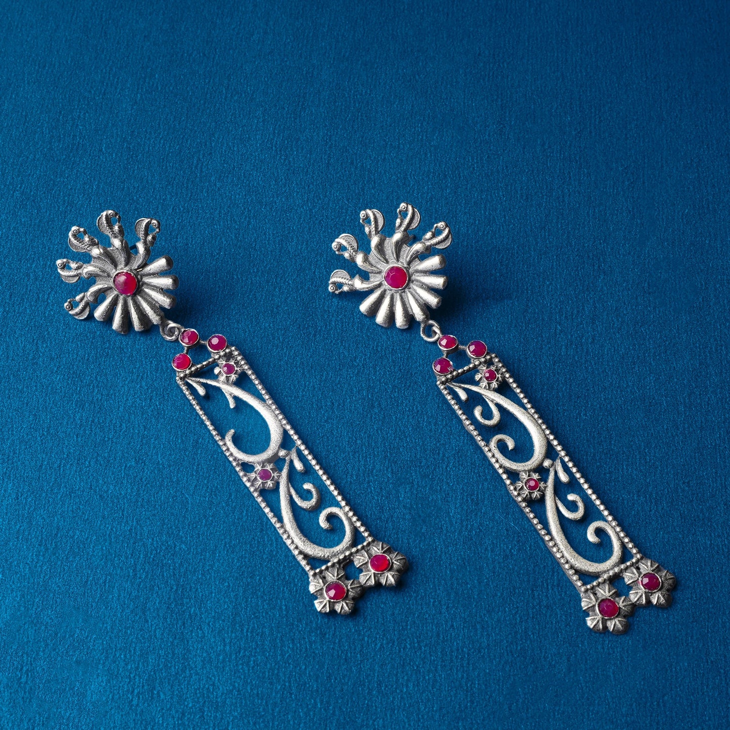 Tarangini- Silver Brass Oxidised dangler earrings