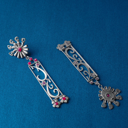 Tarangini- Silver Brass Oxidised dangler earrings