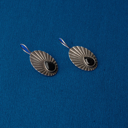 Tejpatra- Silver Brass stone studded dangler earrings