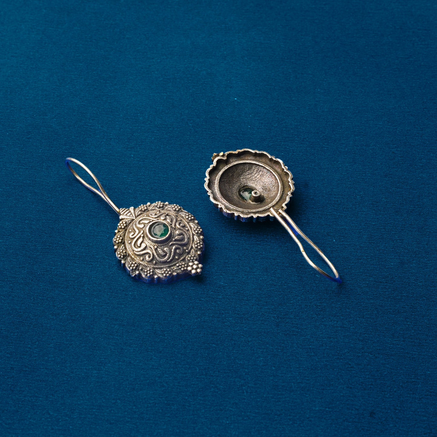 Prabha- Silver Brass Stone-Studded dangler earrings