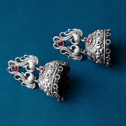 Jhalrika- Silver Brass Pearl jhumka earrings