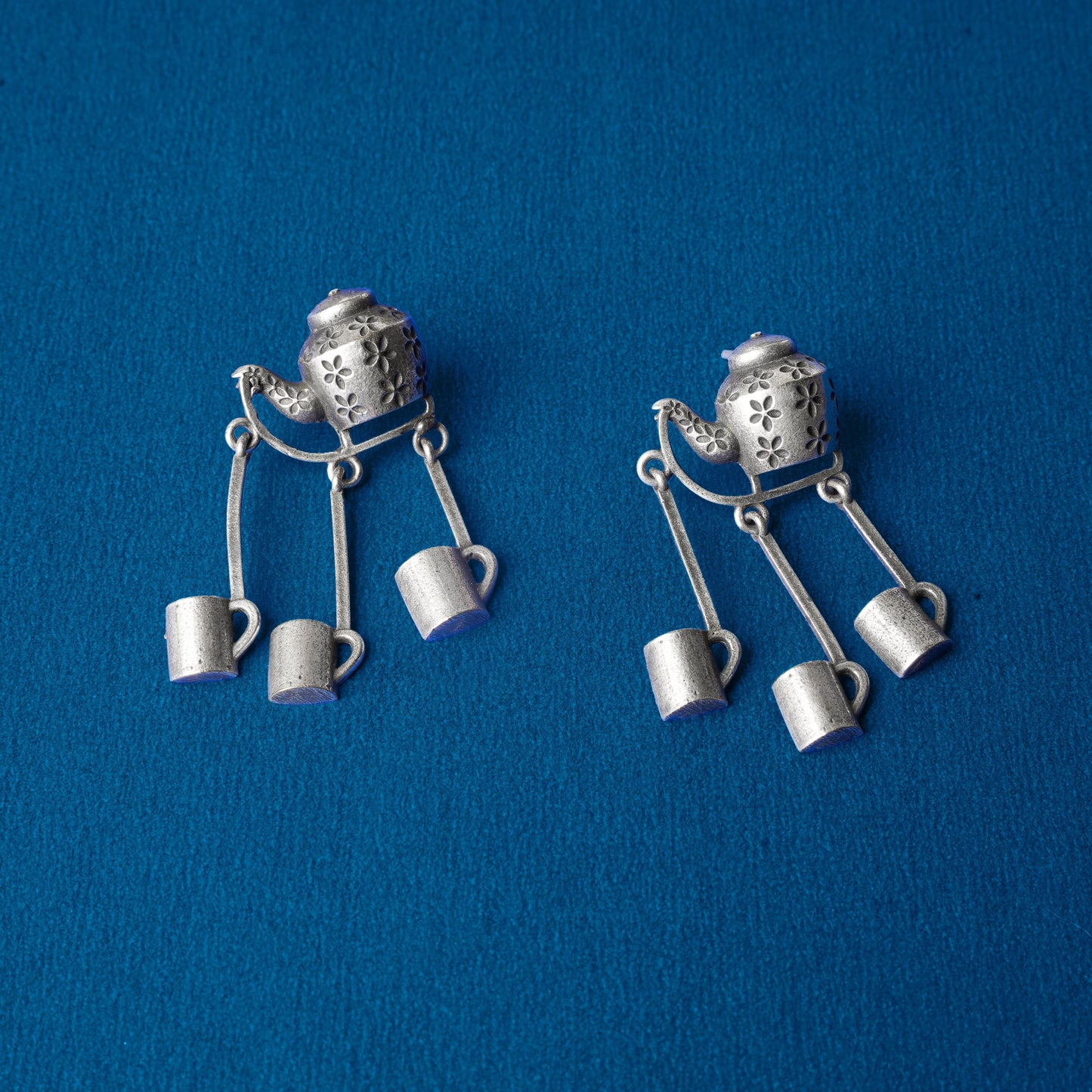 ChaiSakhi- Silver Brass Oxidised dangler earrings