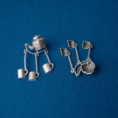 ChaiSakhi- Silver Brass Oxidised dangler earrings