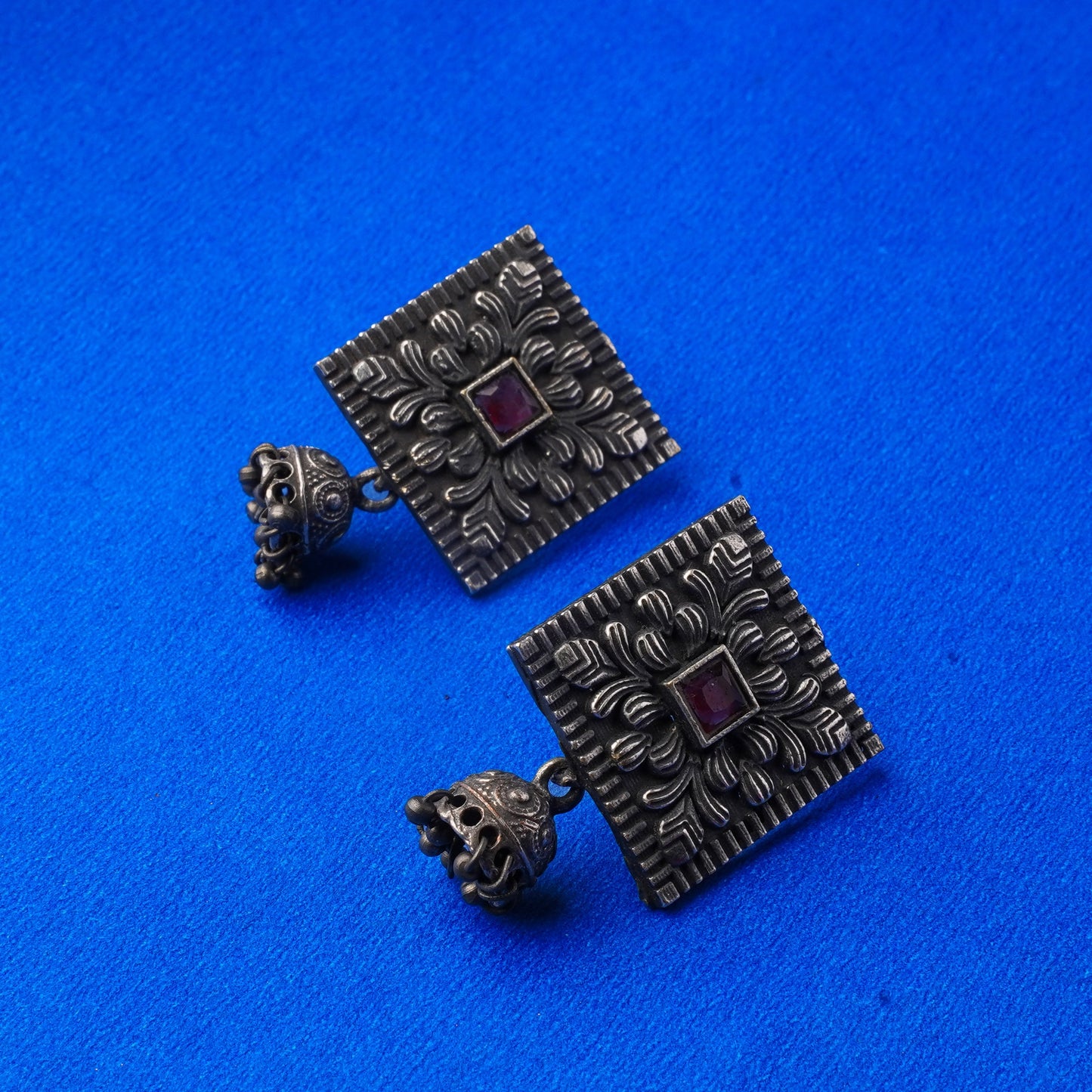 Chaukri- Silver Brass jhumka earrings