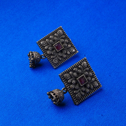 Chaukri- Silver Brass jhumka earrings