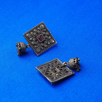 Chaukri- Silver Brass jhumka earrings