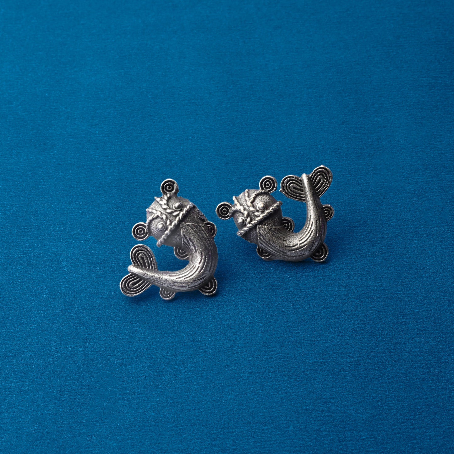 Hastidant- Silver Brass oxidised stud earrings