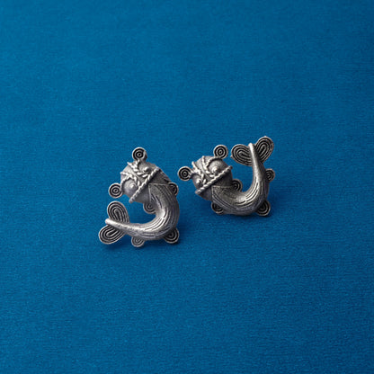Hastidant- Silver Brass oxidised stud earrings